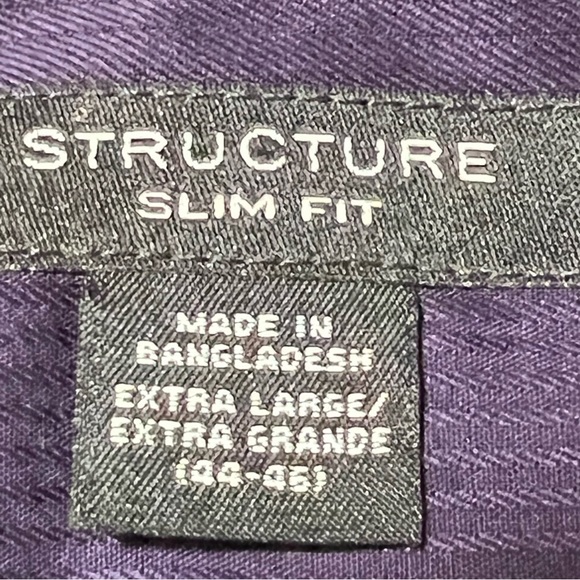 Structure Button Up Shirt Purple Cotton Long Sleeve Button Cuff - Picture 5 of 9
